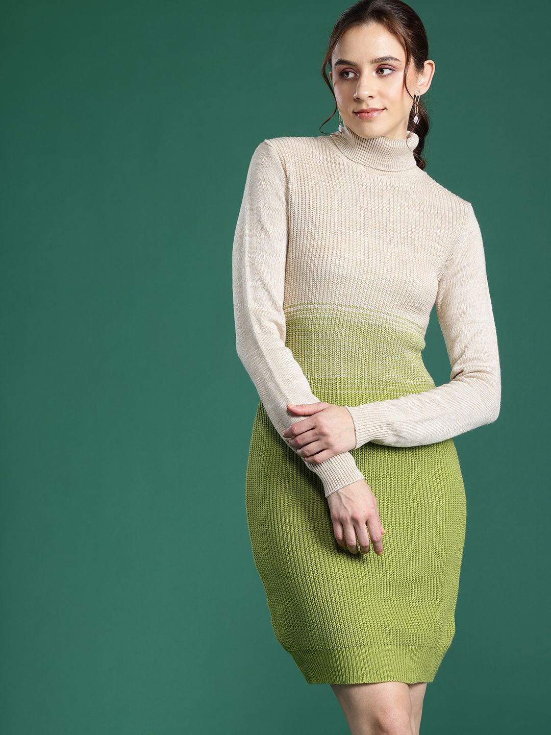 DressBerry Colourblocked High Neck Sweater Dress - Image 3