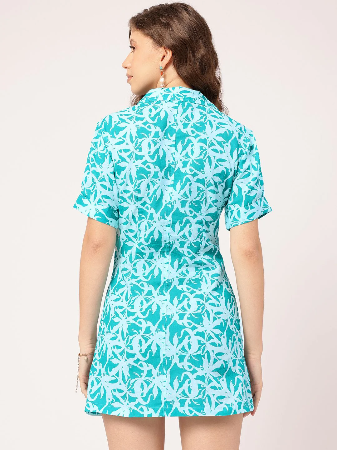 DressBerry Cultural Cascade Printed Mini Shirt Dress - Image 4
