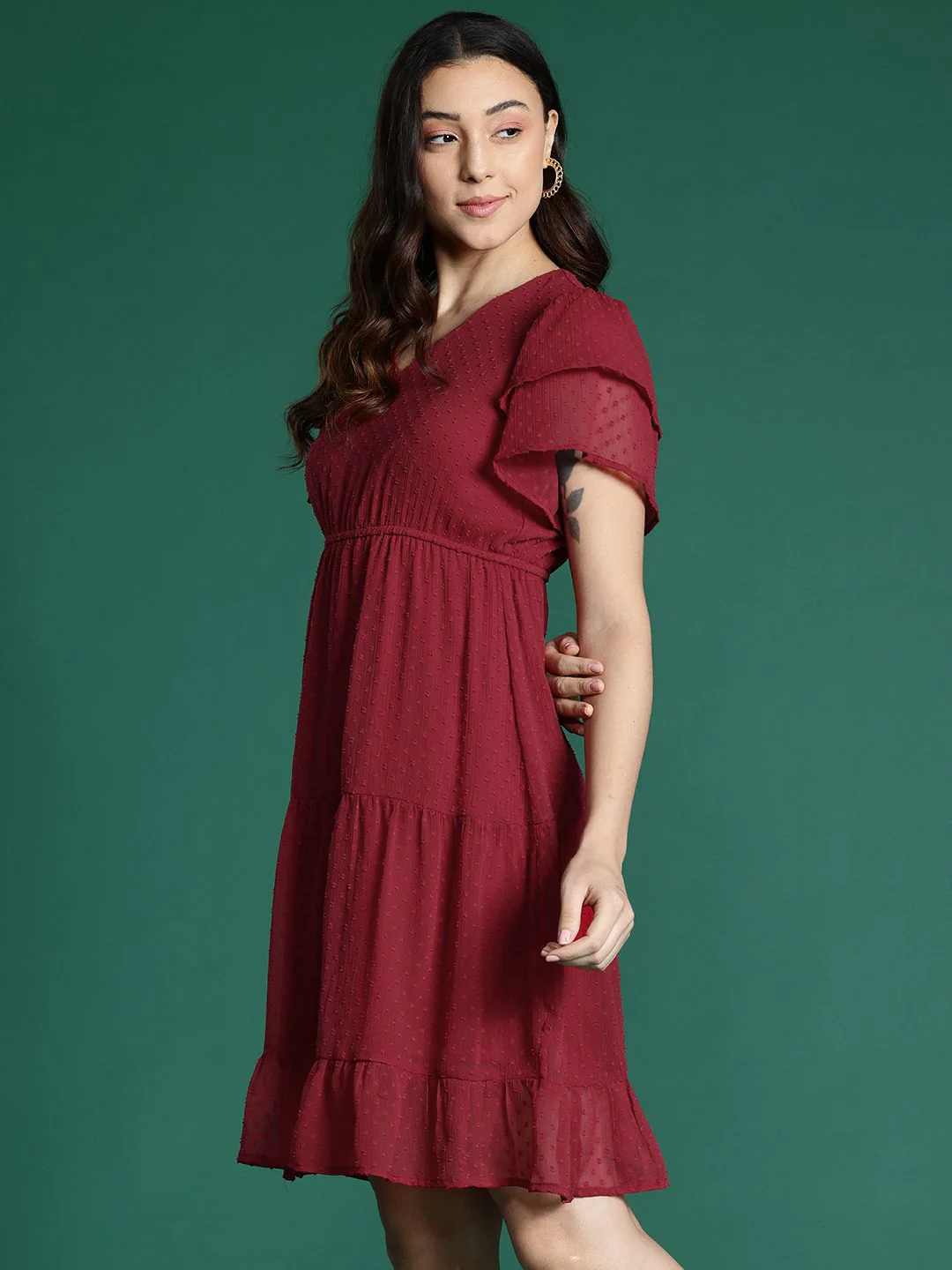 DressBerry Dobby Weave A-Line Mini Dress - Image 3