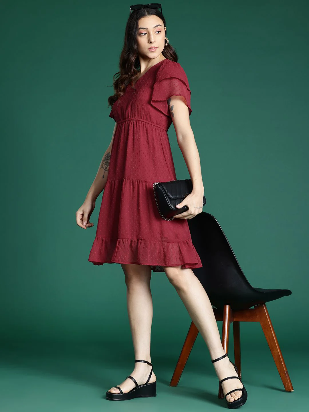 DressBerry Dobby Weave A-Line Mini Dress - Image 4