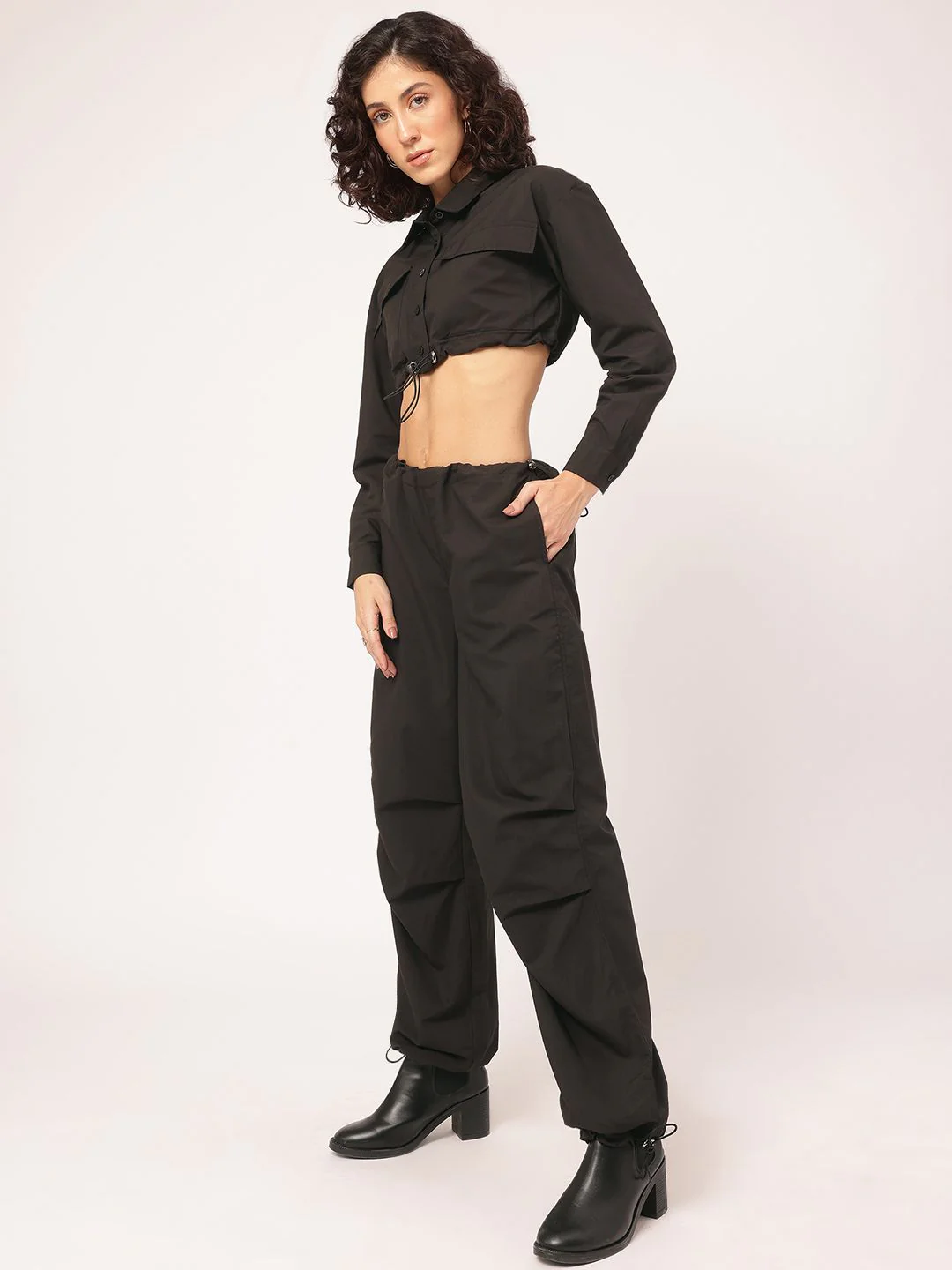 DressBerry Everyday Explorer Crop Shirt & Parachute Pants Co-Ords with Toggles - Image 4