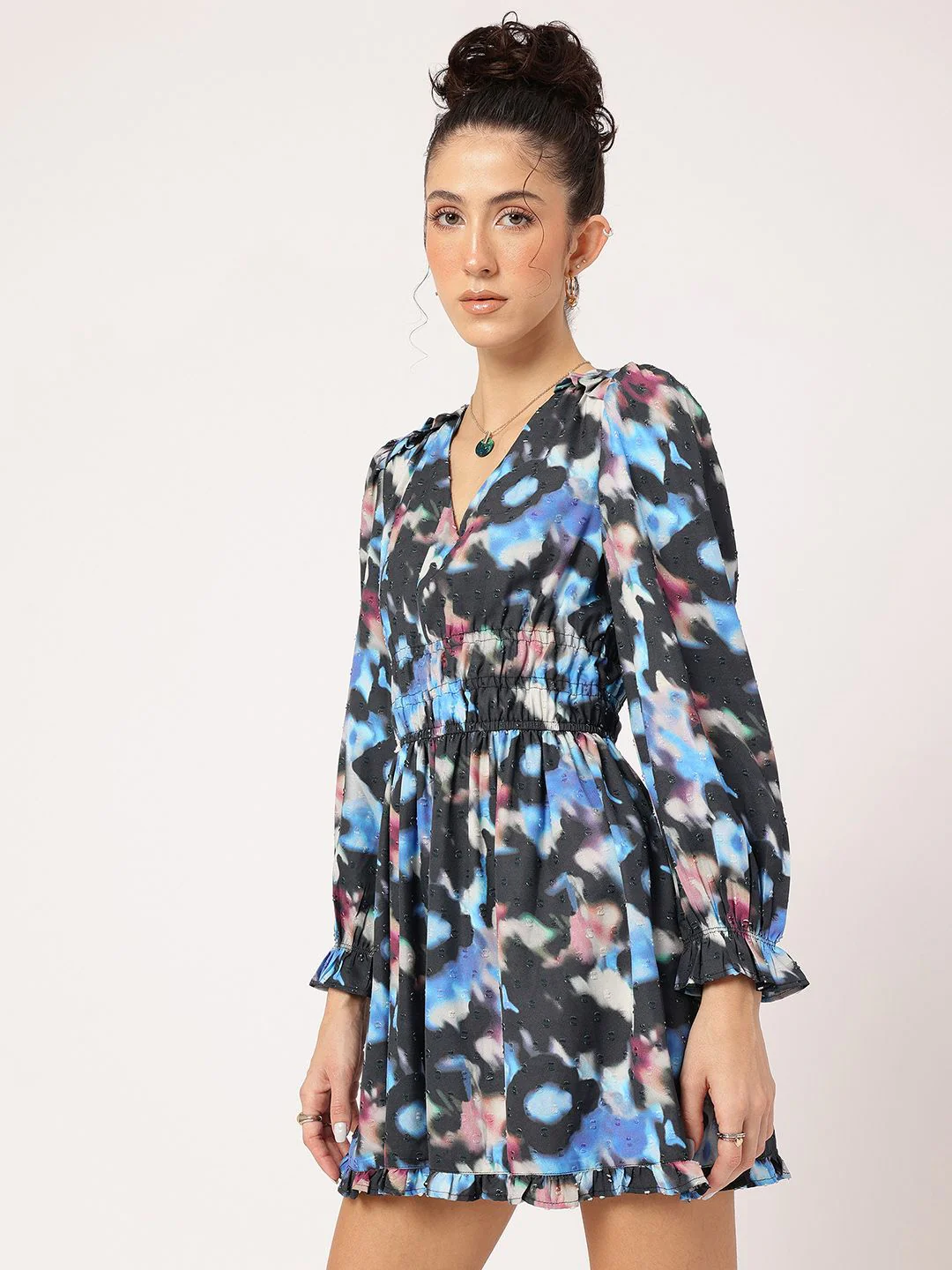 DressBerry Faded Dreams Dobby Weave Smocked A-Line Dress - Image 5