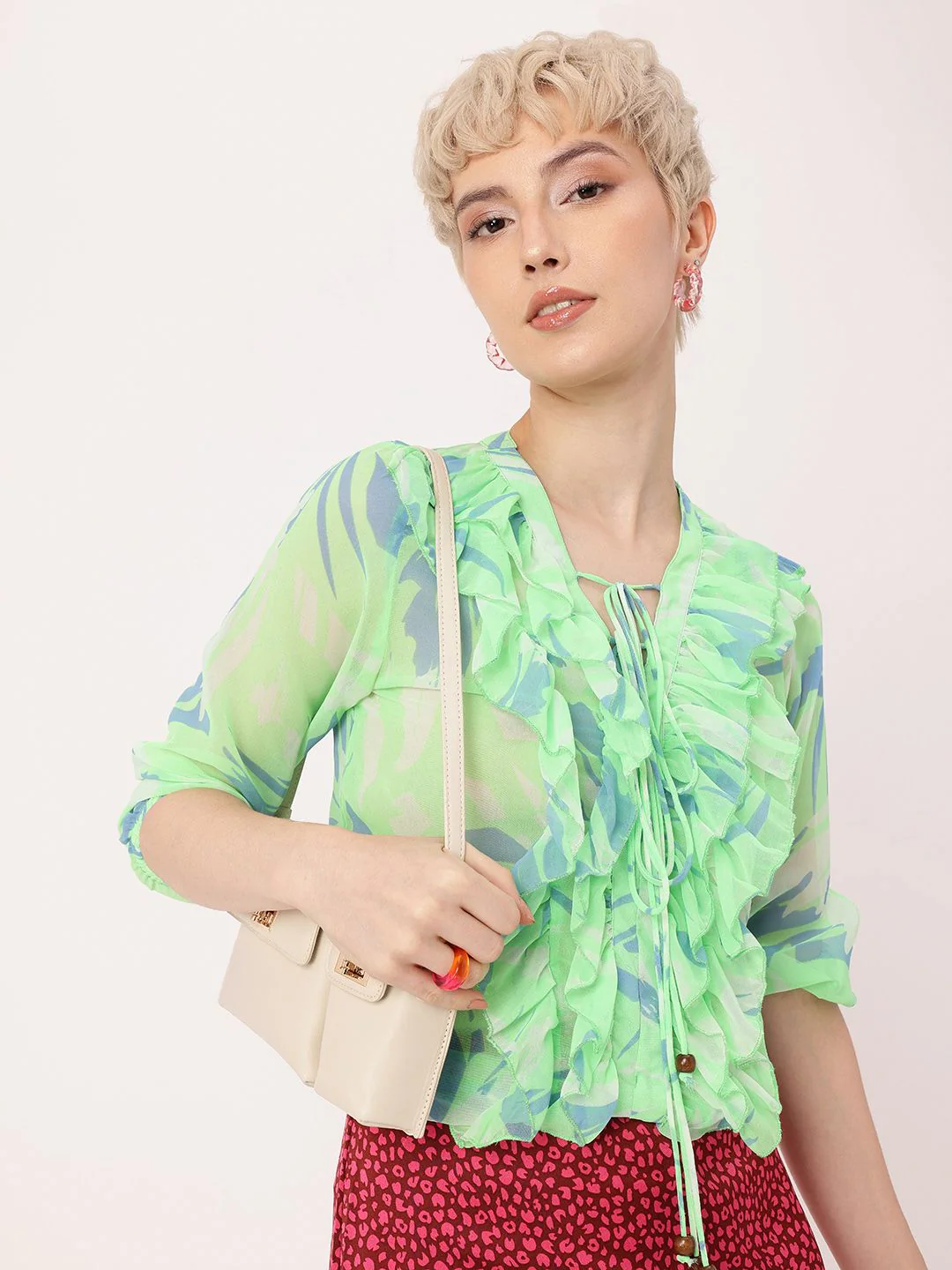 DressBerry Femi Cute Ruffle Delight Printed Perfection Top - Image 3
