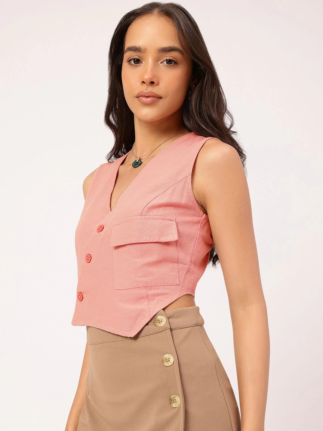 DressBerry Feminine Flair Pocket Detail Shirt-Style Top - Image 4