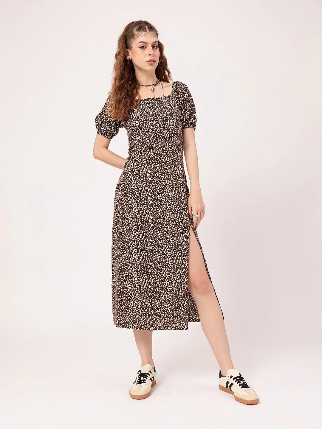 DressBerry Fierce Side Animal Skin Print Midi Dress With Slit - Image 5
