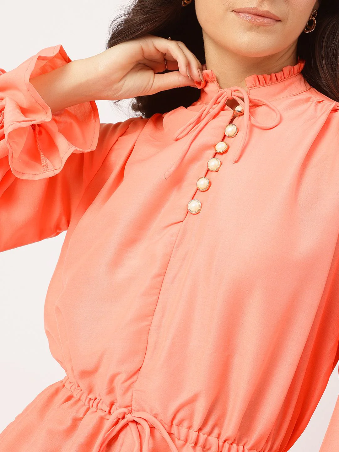 DressBerry Flirty Tie-Ups Frill Collar Puff Sleeves Top - Image 3