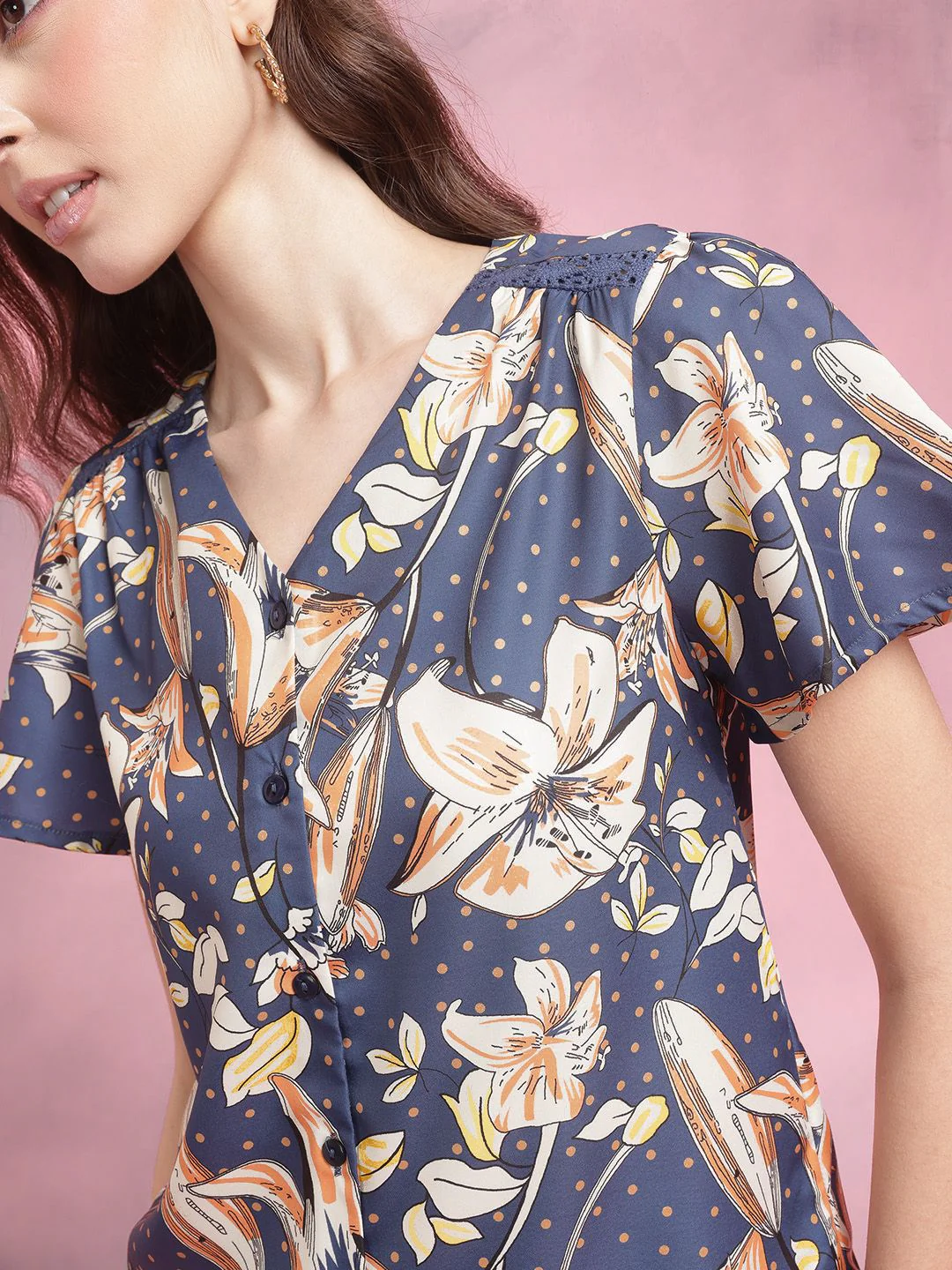 DressBerry Floral Print Flared Sleeves Top - Image 2