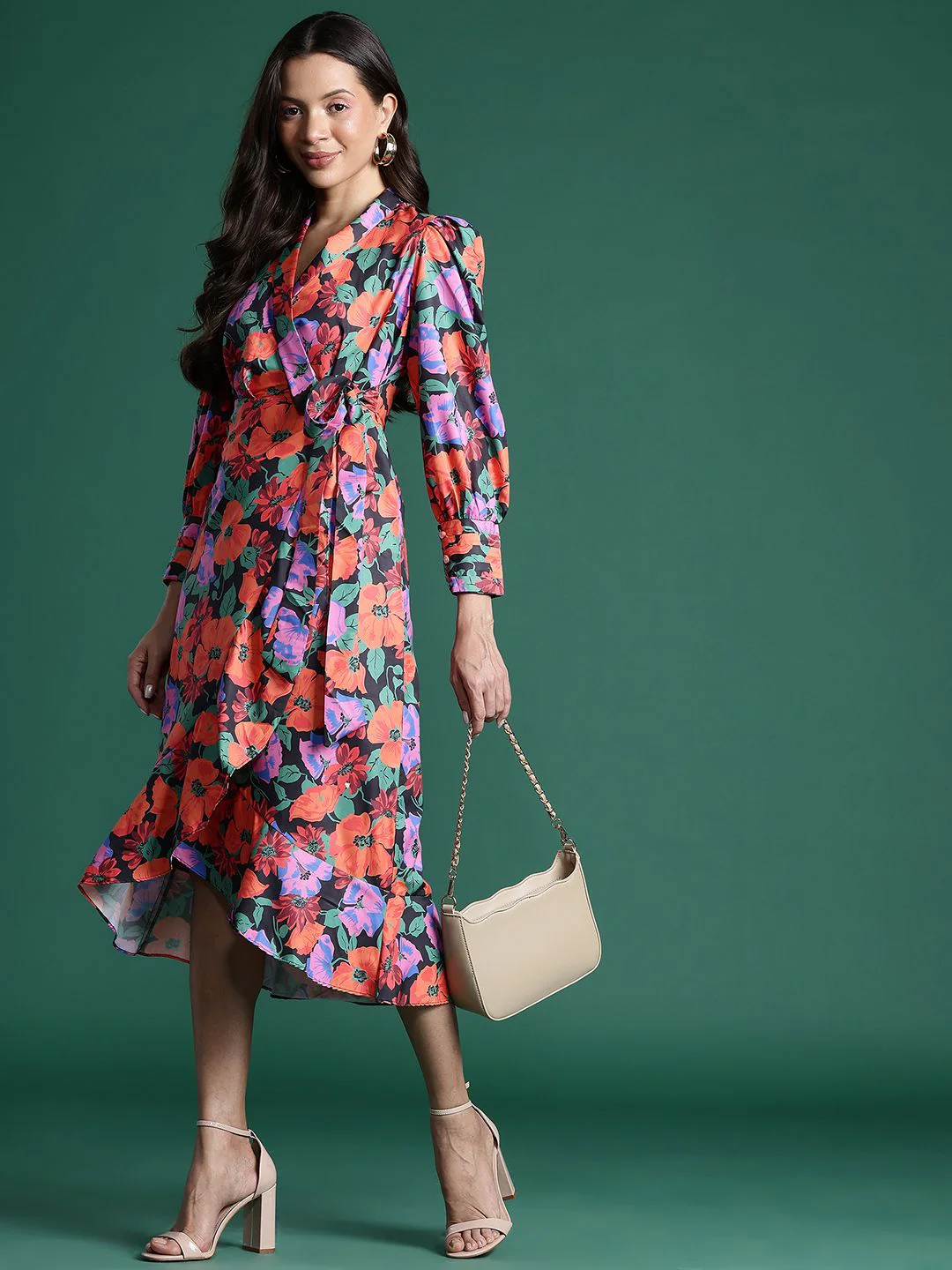 DressBerry Floral Print Midi Wrap Dress - Image 4