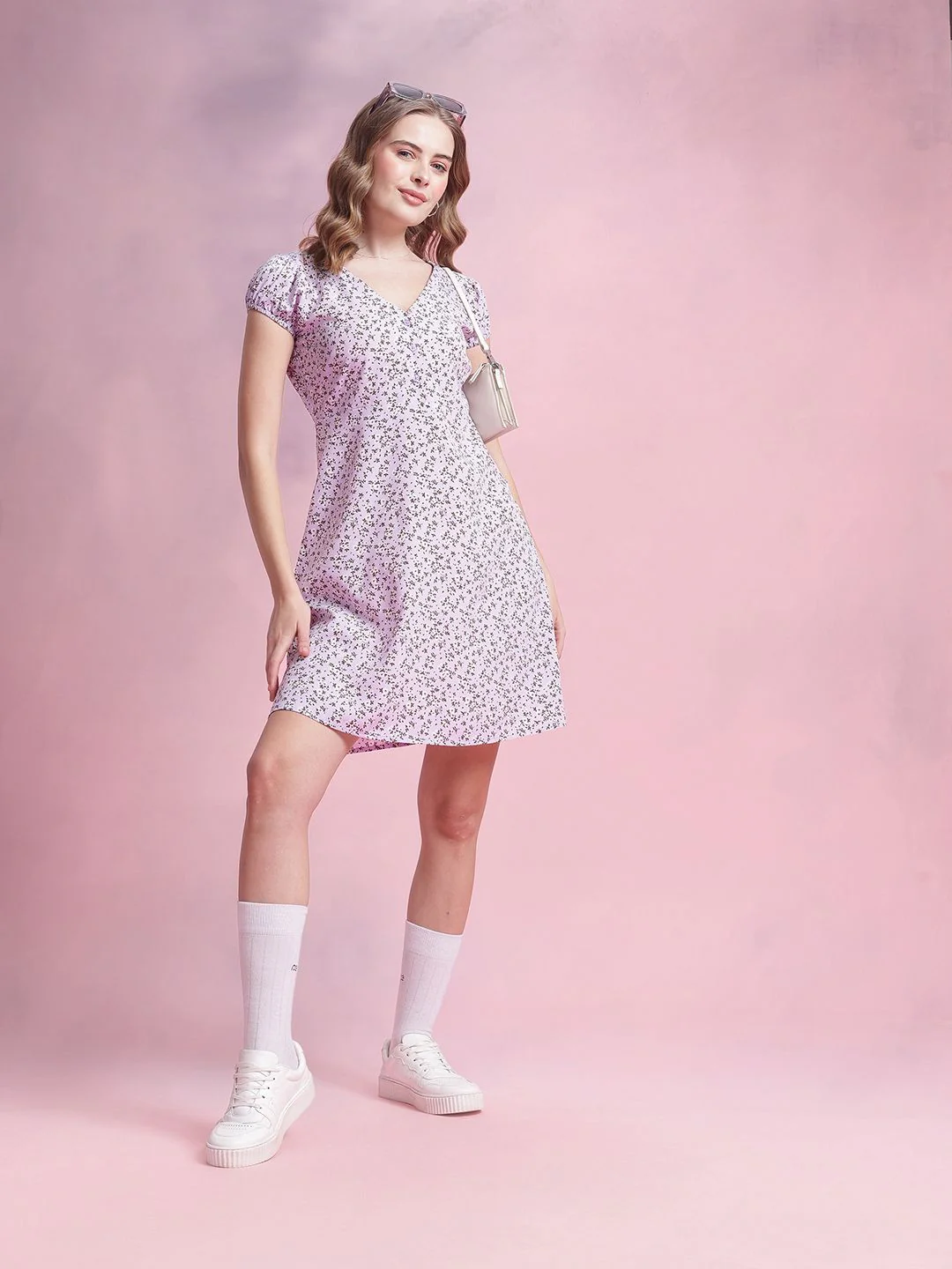 DressBerry Floral Print Puff Sleeve A-Line Mini Dress - Image 6