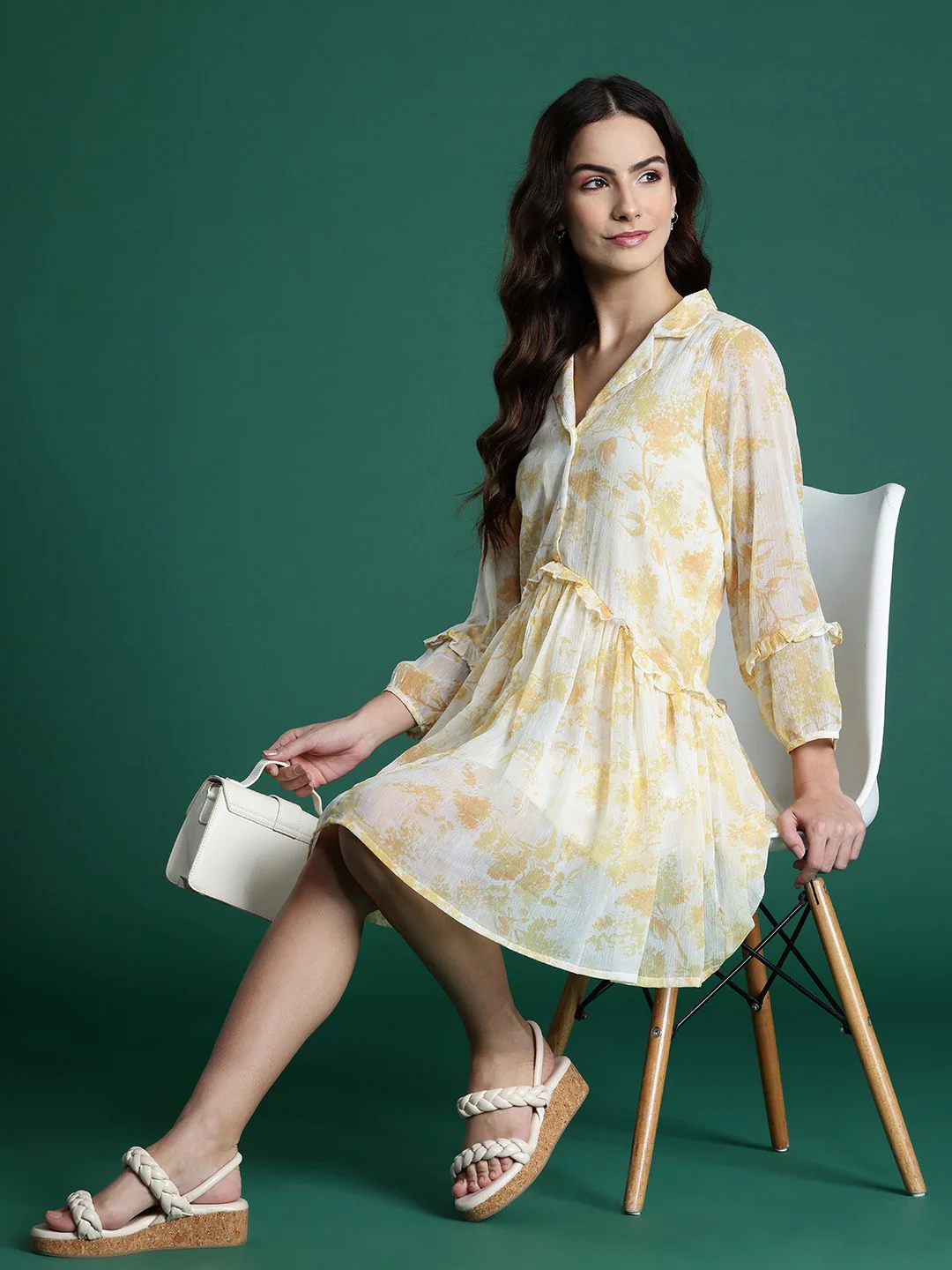 DressBerry Floral Print Puff Sleeve Ruffled A-Line Mini Dress - Image 4