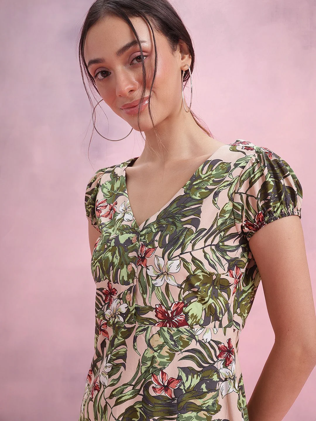 DressBerry Floral Print Puff Sleeve Sheath Dress - Image 3