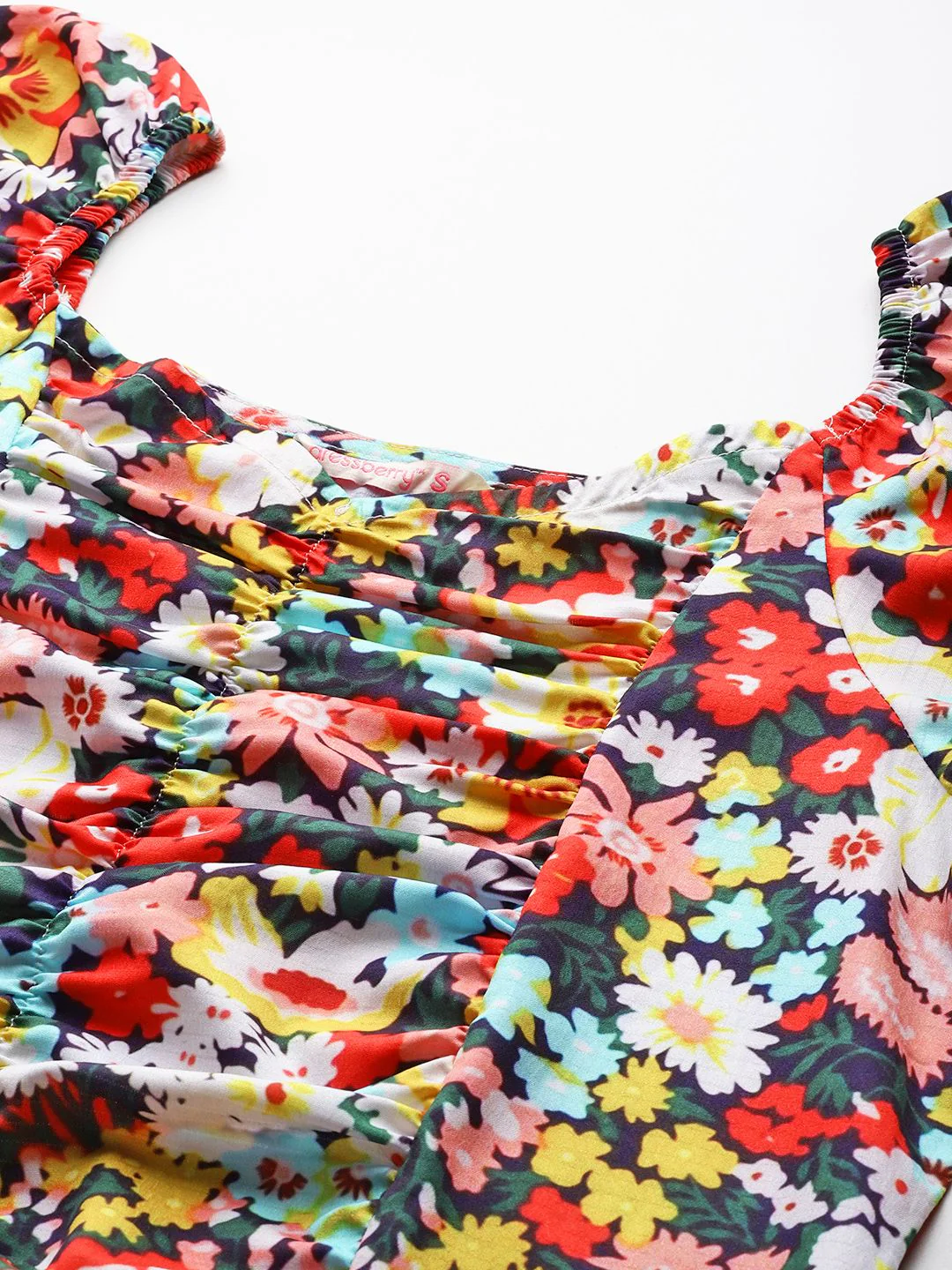 DressBerry Floral Print Sweetheart Neck Ruched Top - Image 2