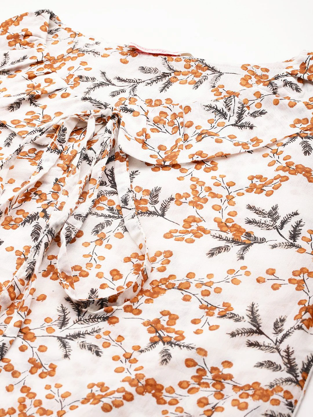 DressBerry Floral Print Tie-Up Neck Cotton Top - Image 2