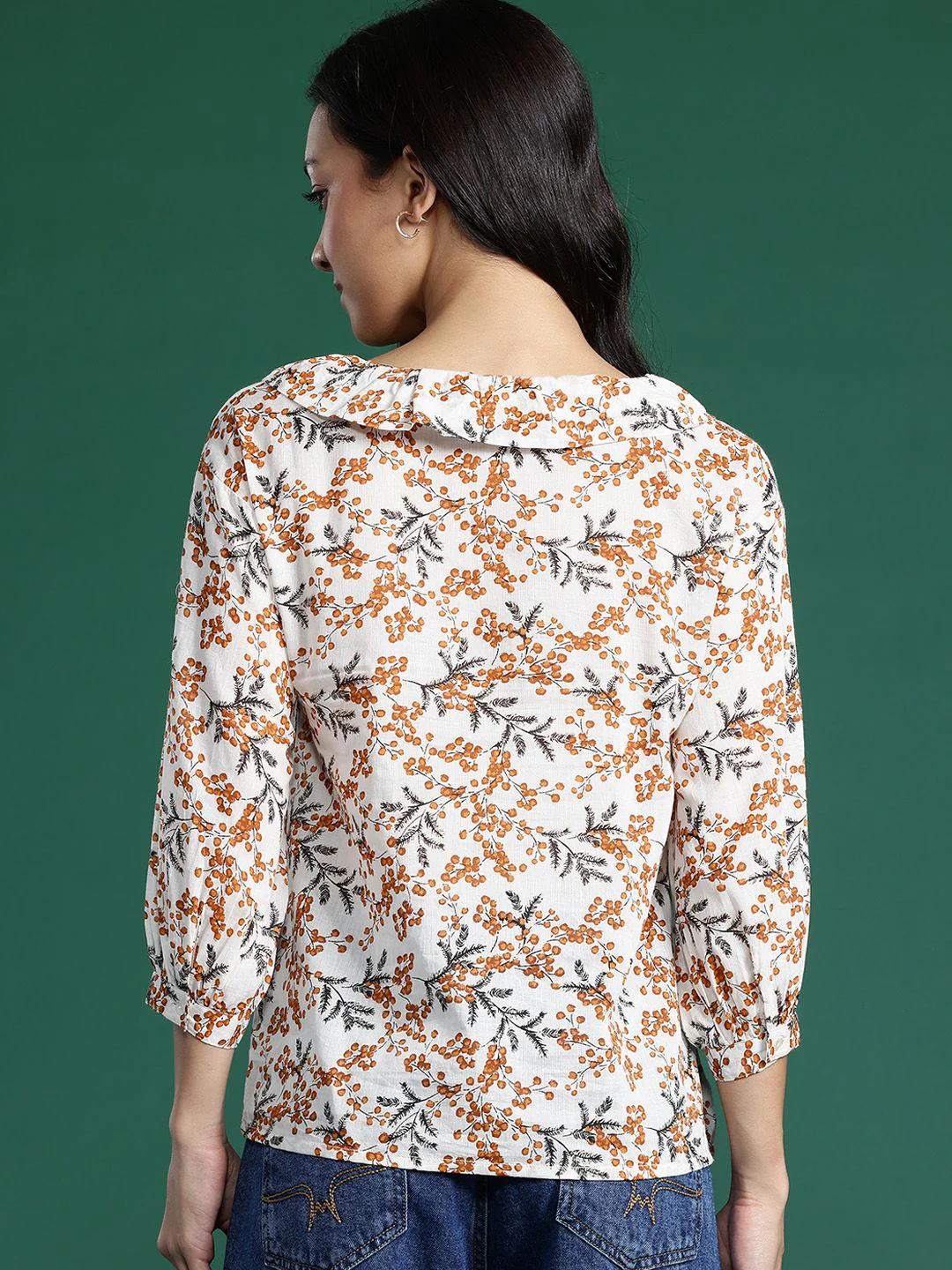 DressBerry Floral Print Tie-Up Neck Cotton Top - Image 4