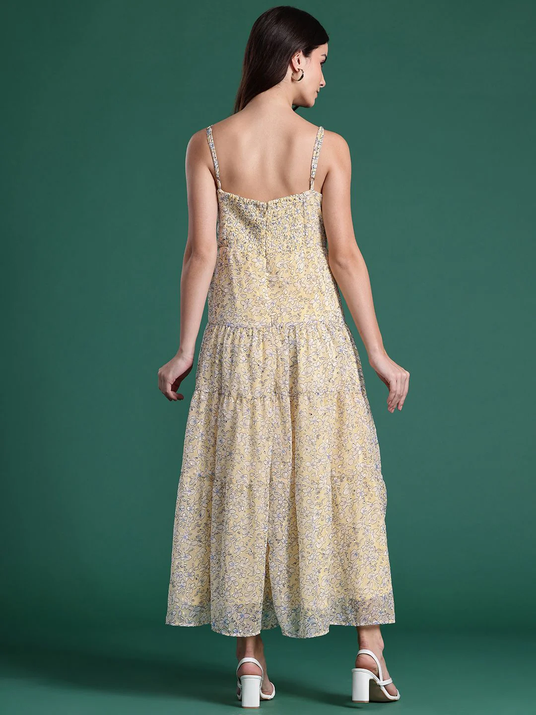 DressBerry Floral Print Tiered A-Line Maxi Dress - Image 5