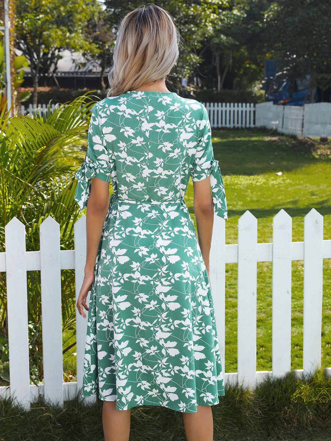 DressBerry Floral Print Wrap Dress with Slit - Image 3