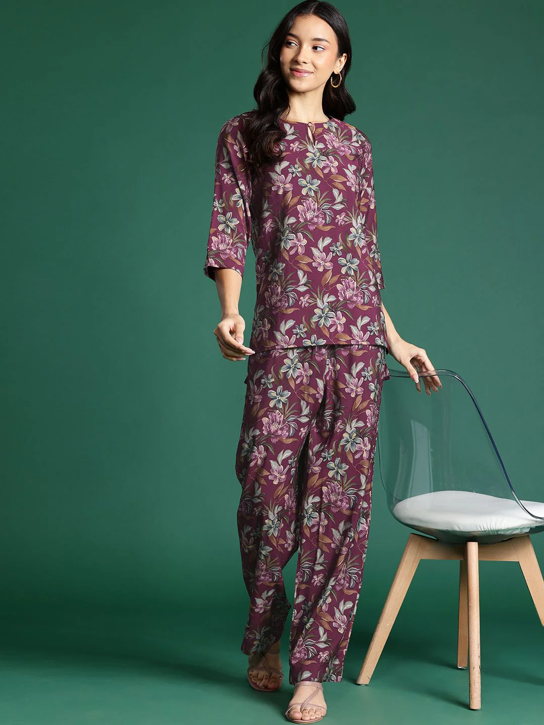 DressBerry Floral Printed Tunic With Trousers Co-Ords - Image 6