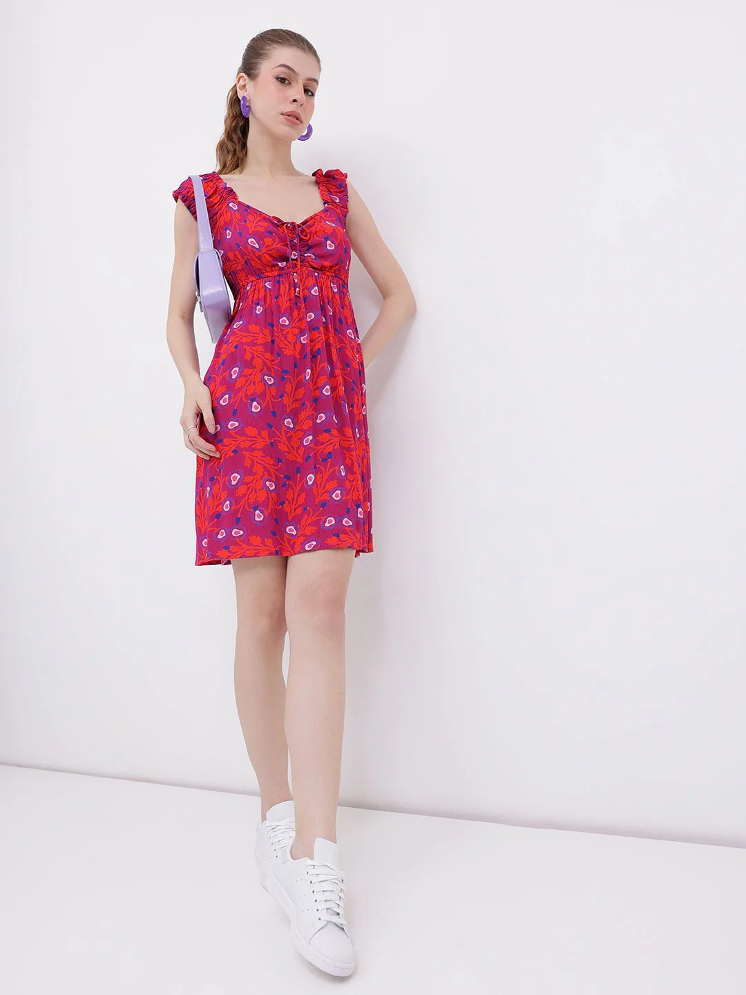 DressBerry Flowy Charm Printed Gathers A-line Dress - Image 6