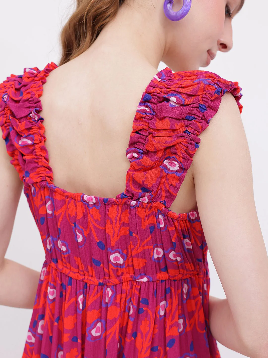 DressBerry Flowy Charm Printed Gathers A-line Dress - Image 7