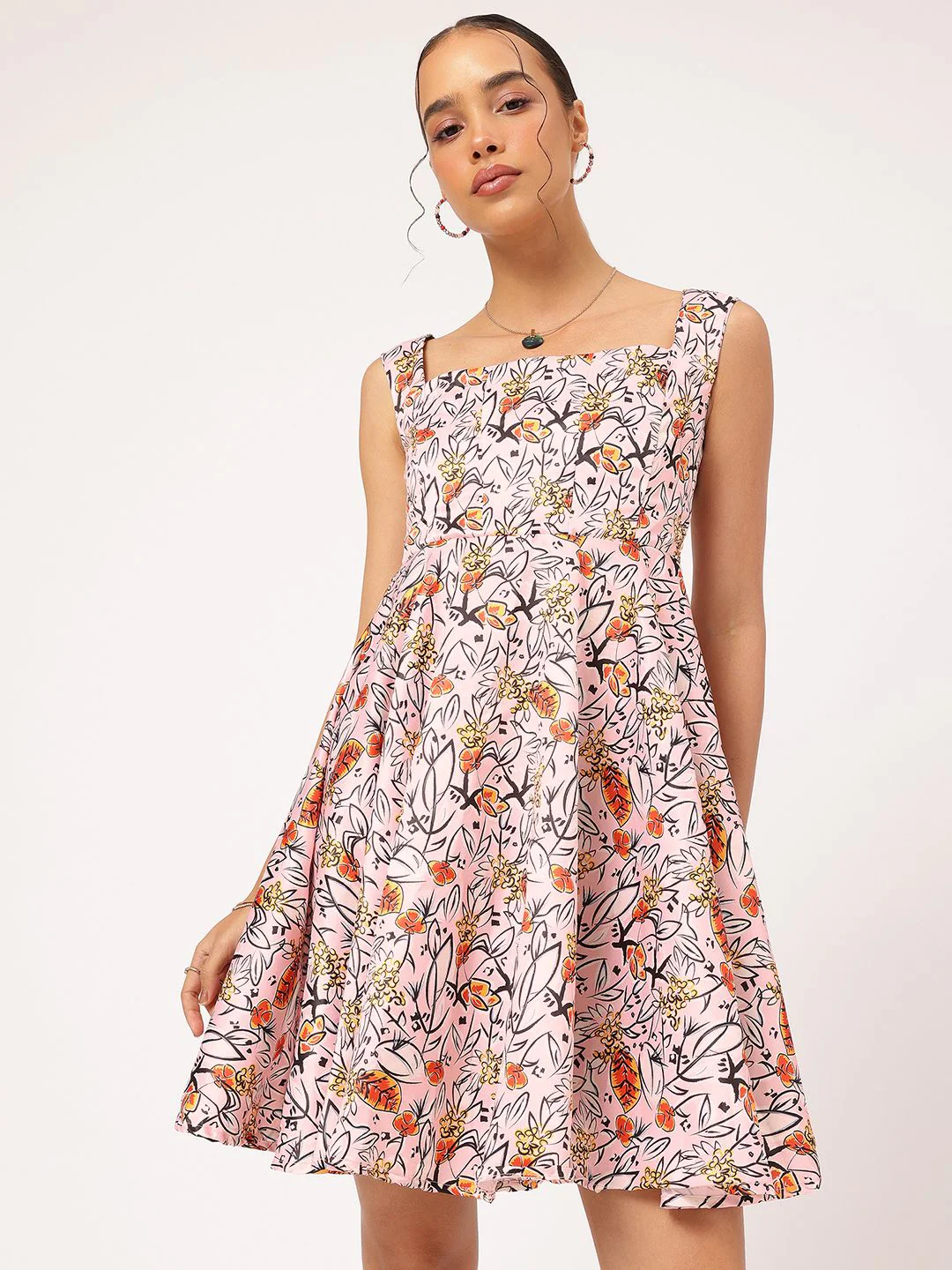 DressBerry Garden Glam Floral Print Satin-Finish A-line Dress - Image 2