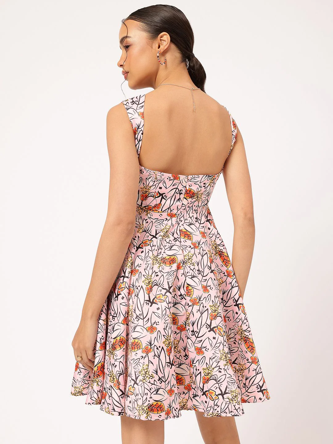 DressBerry Garden Glam Floral Print Satin-Finish A-line Dress - Image 4