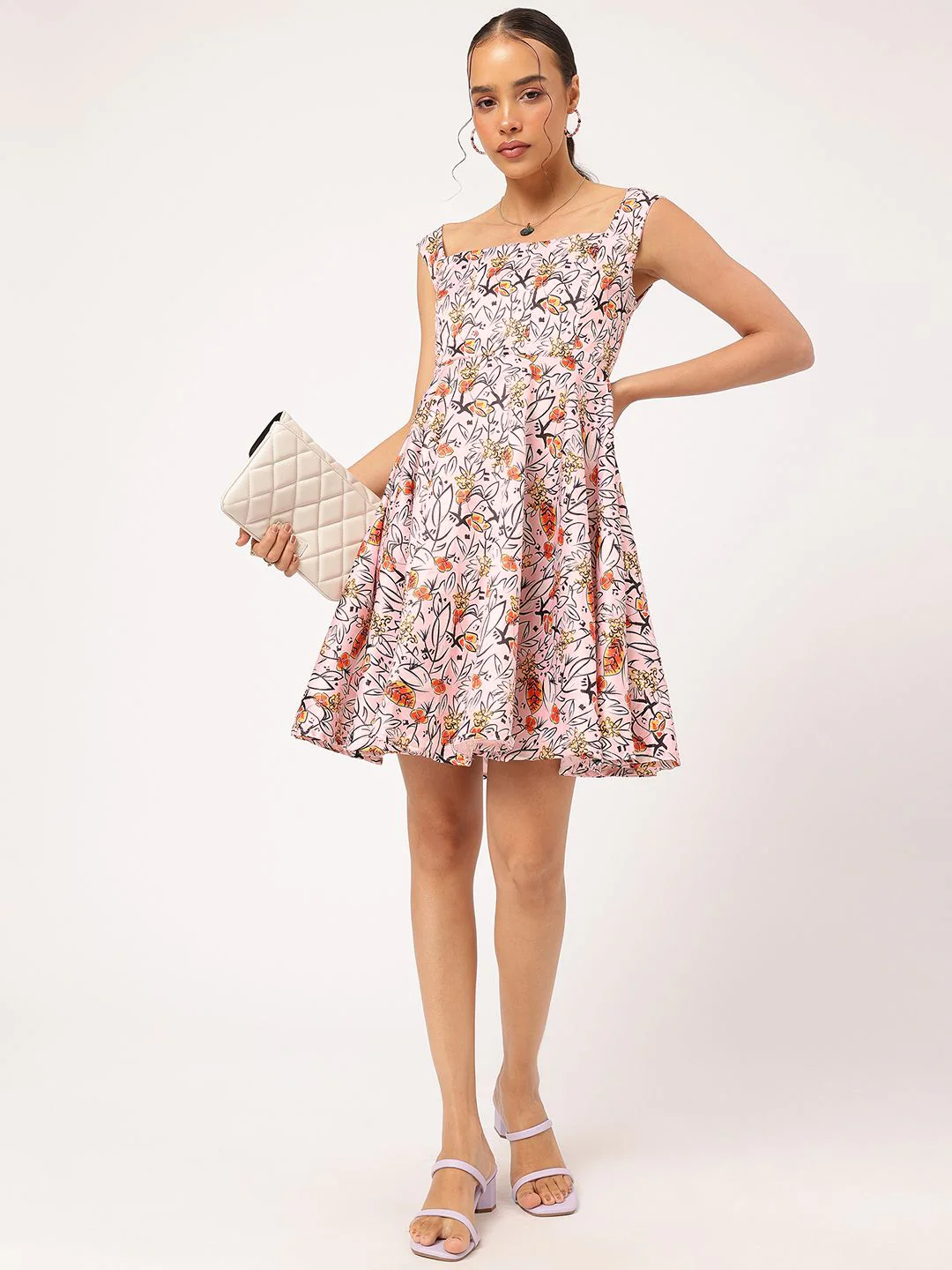 DressBerry Garden Glam Floral Print Satin-Finish A-line Dress - Image 6