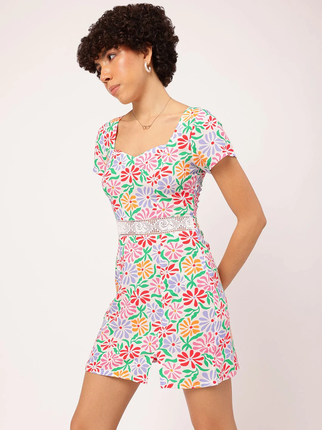 DressBerry Garden Party Tee Floral Print Sweetheart Neck Mini Sheath Dress - Image 5