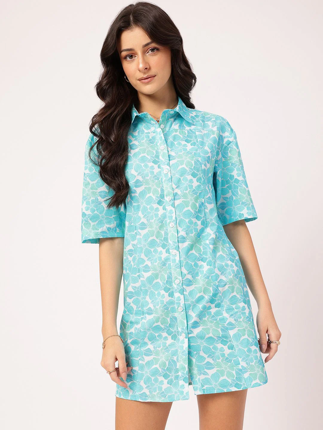 DressBerry Garden Vibes Floral Shirt Mini Dress - Image 2