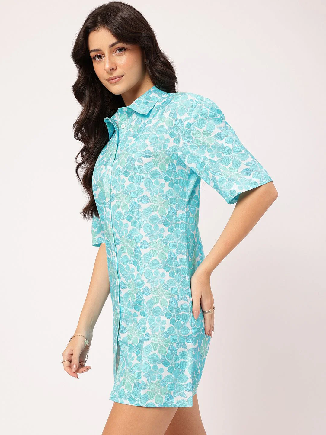DressBerry Garden Vibes Floral Shirt Mini Dress - Image 5