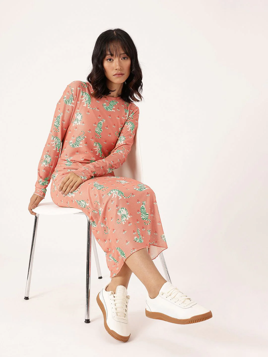 DressBerry Girly Girl Soft Net Graphic Printed Sheath Midi Dress Comes With Inner Slip - Image 6