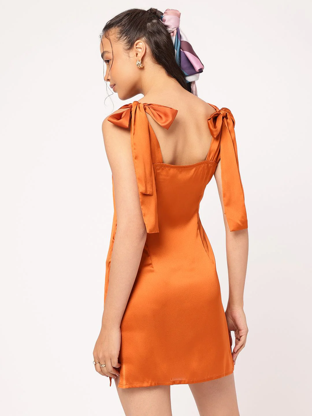 DressBerry Glamour And Opulence Tie-Up Detailed Satin Mini Dress - Image 4