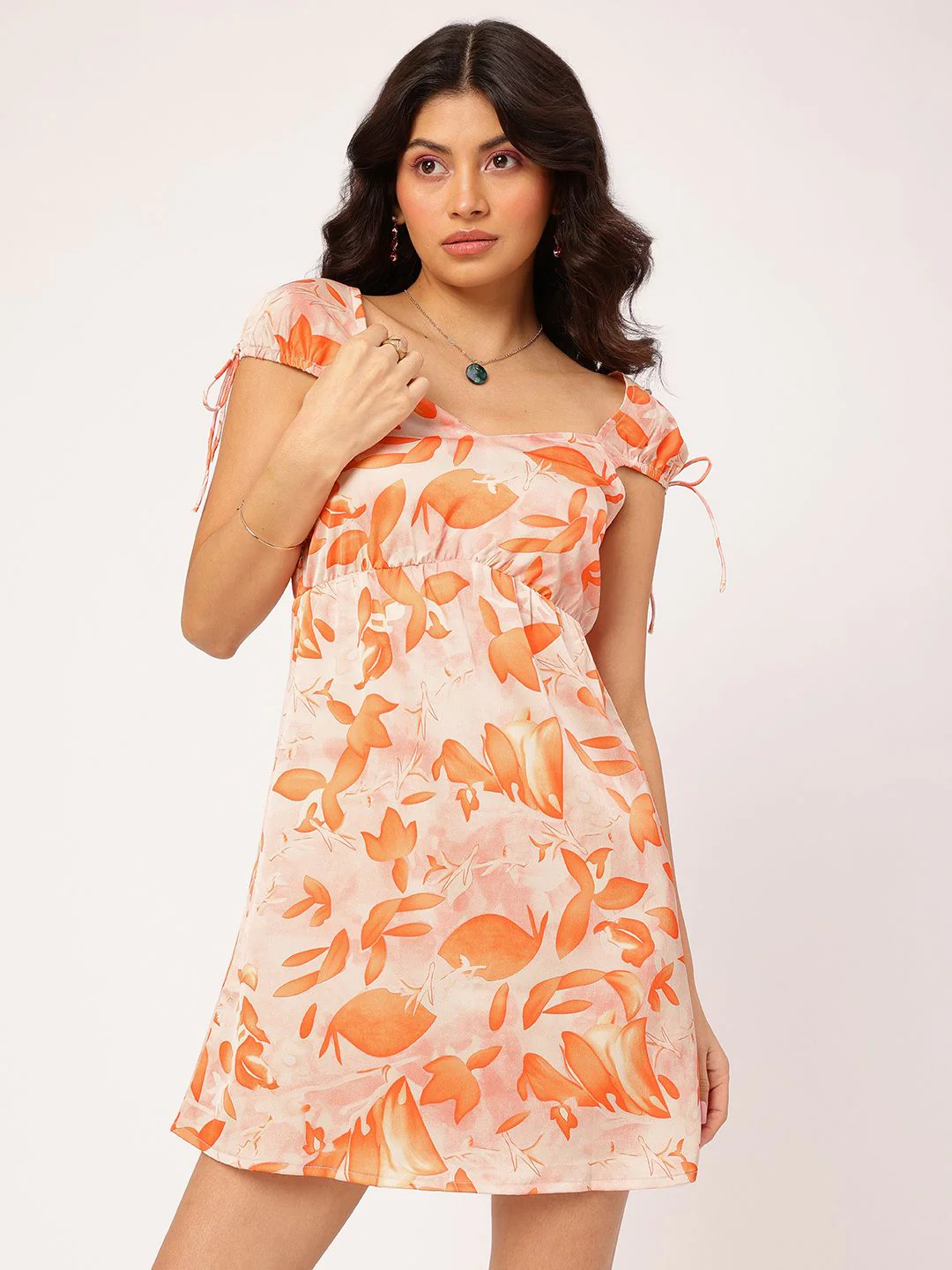DressBerry Glamour Galore Satin Finish Floral Printed Cap Sleeves Mini Dress - Image 2