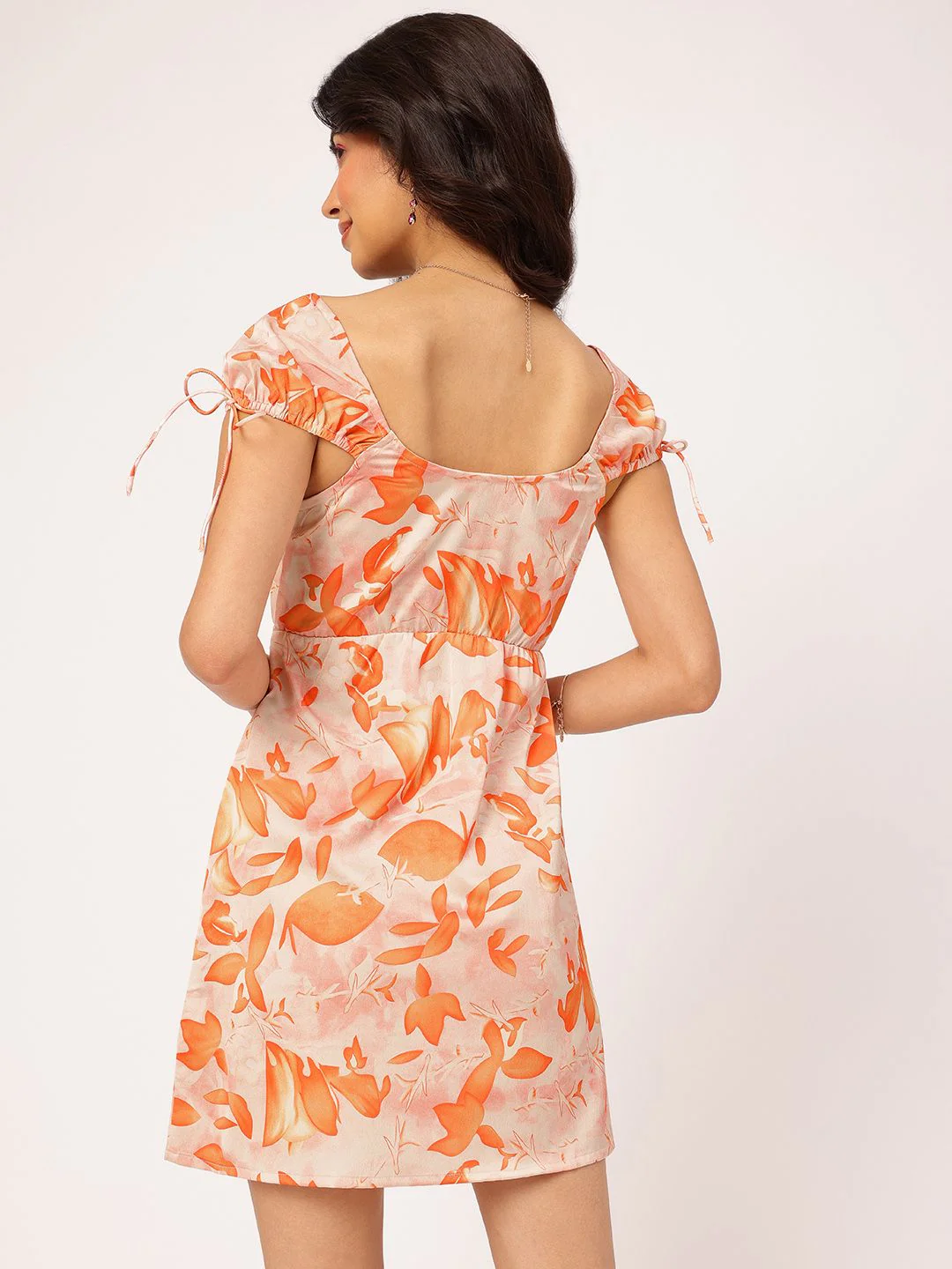 DressBerry Glamour Galore Satin Finish Floral Printed Cap Sleeves Mini Dress - Image 4