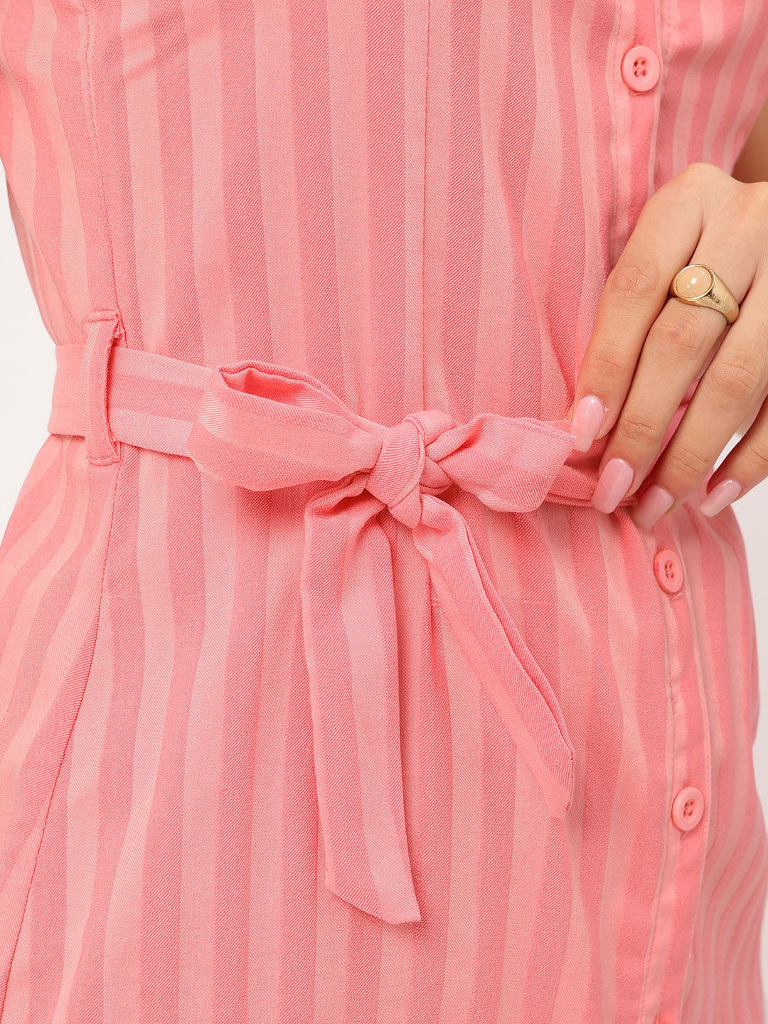DressBerry Global Groove Striped Waist Tie-Up Sleeveless Mini Dress - Image 7