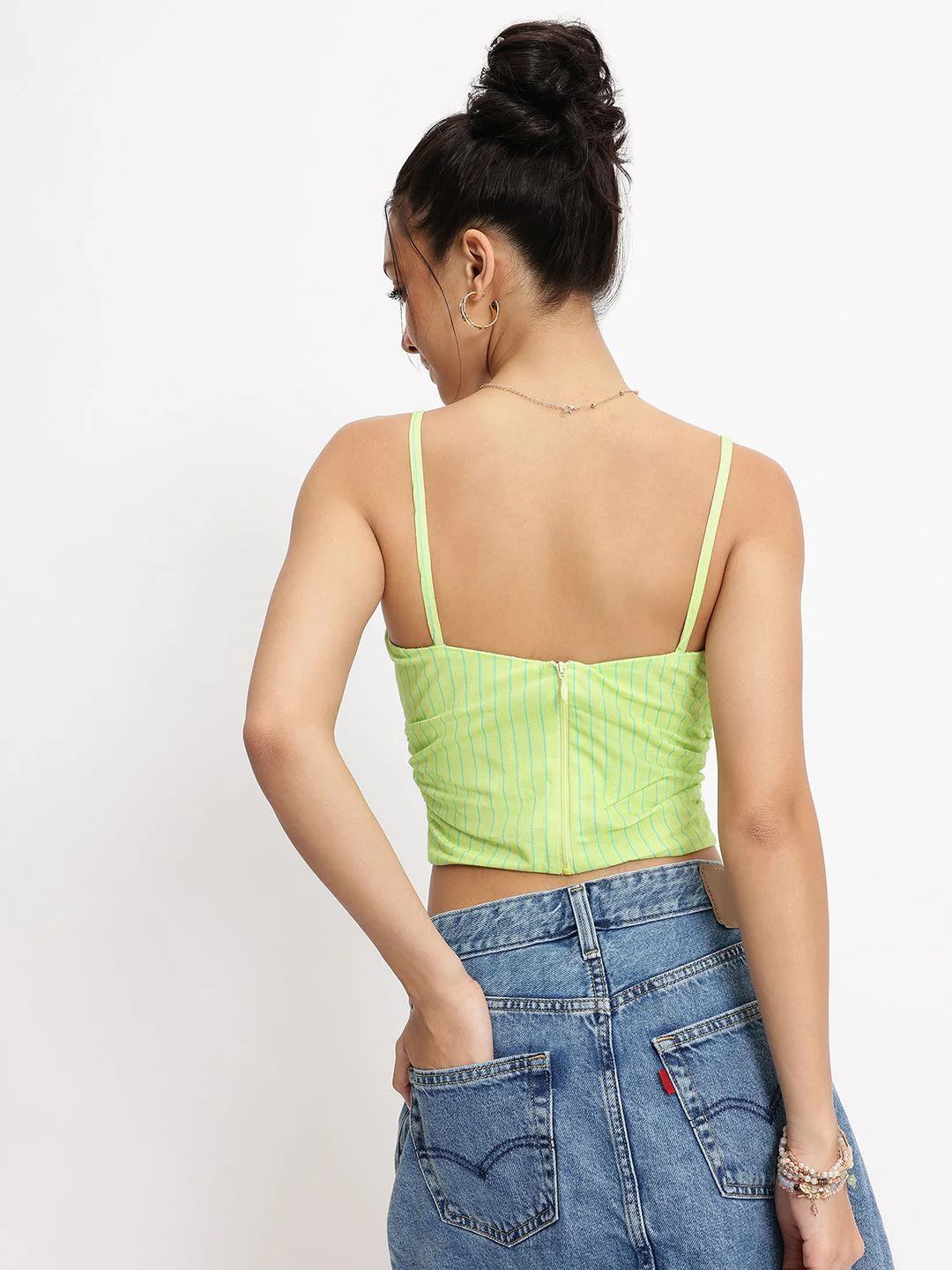 DressBerry Glowburst Ruched Striped Crop Top - Image 6