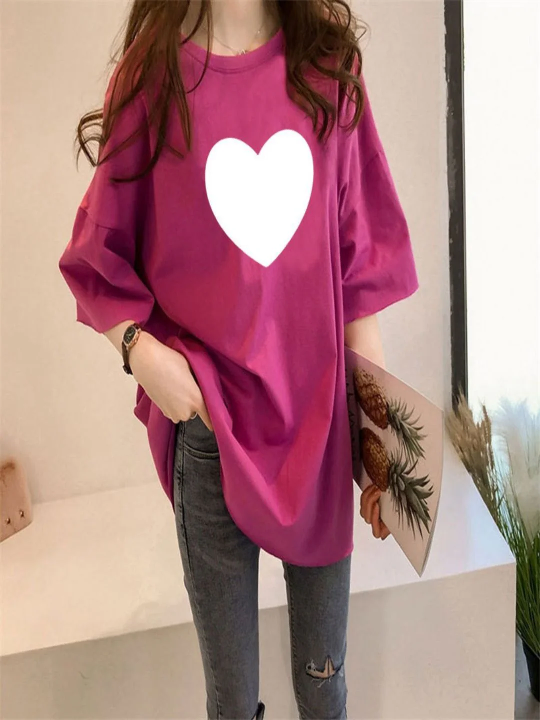 DressBerry Graphic Printed Round Neck Drop-Shoulder Sleeves Oversized  T-Shirt - Image 2