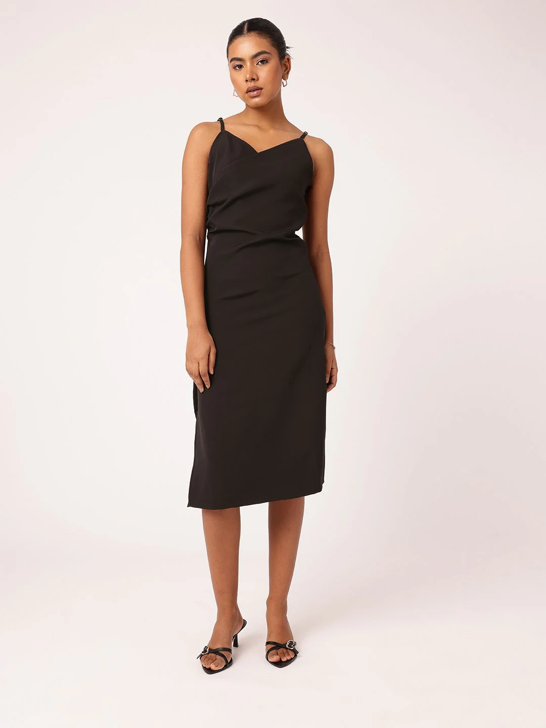 DressBerry Grunge Chic Ruched Side High Slit Sheath Midi Dress - Image 2