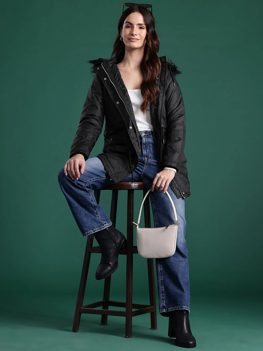 DressBerry Hooded Faux Fur Longline Parka Jacket - Image 4