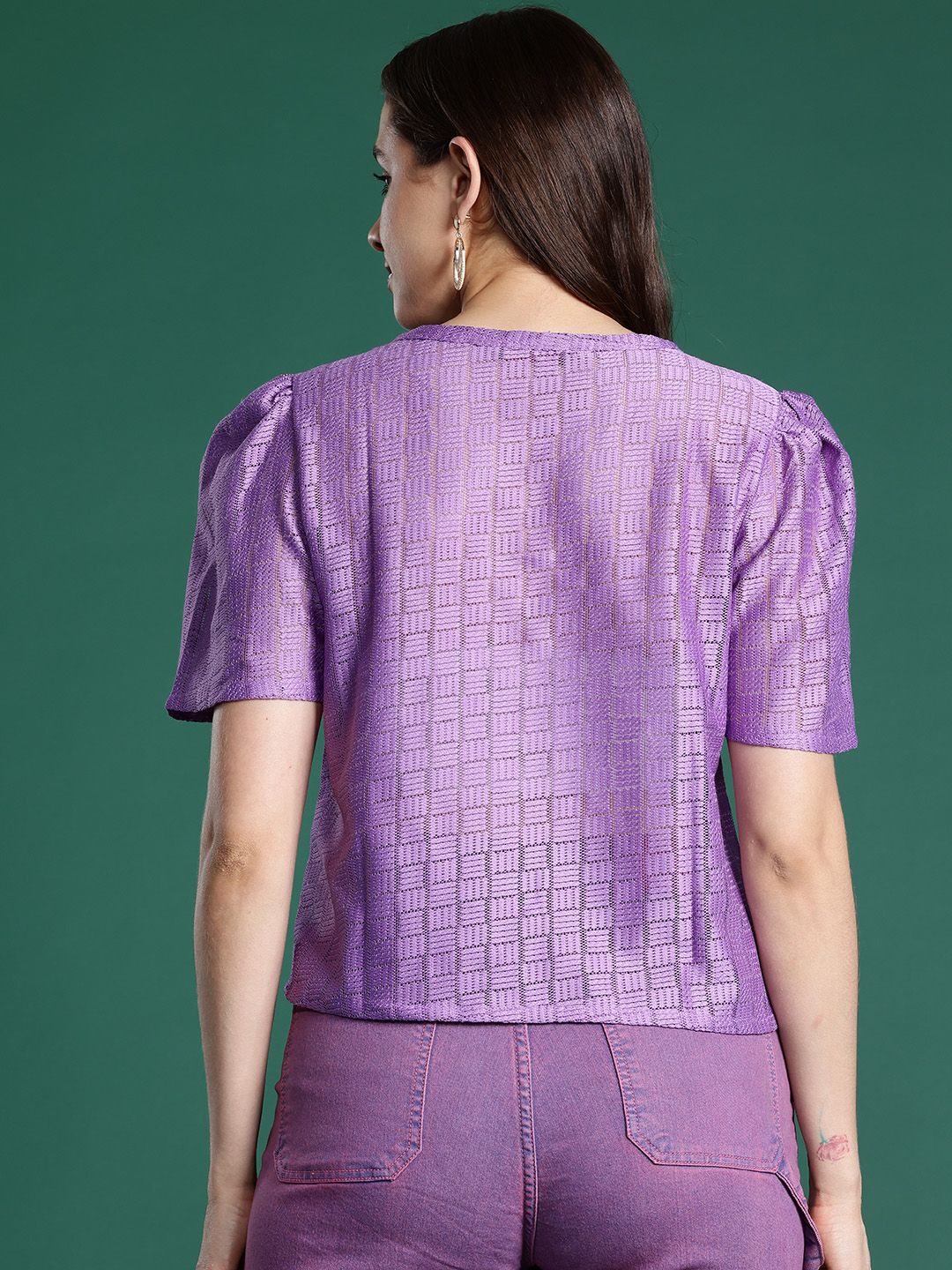 DressBerry Lace Semi Sheer Top - Image 5