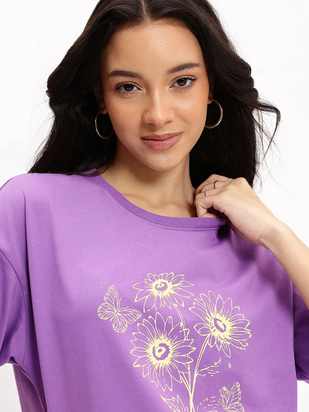 DressBerry Lavender Haze Flower Fantasy Crop T-shirt - Image 2