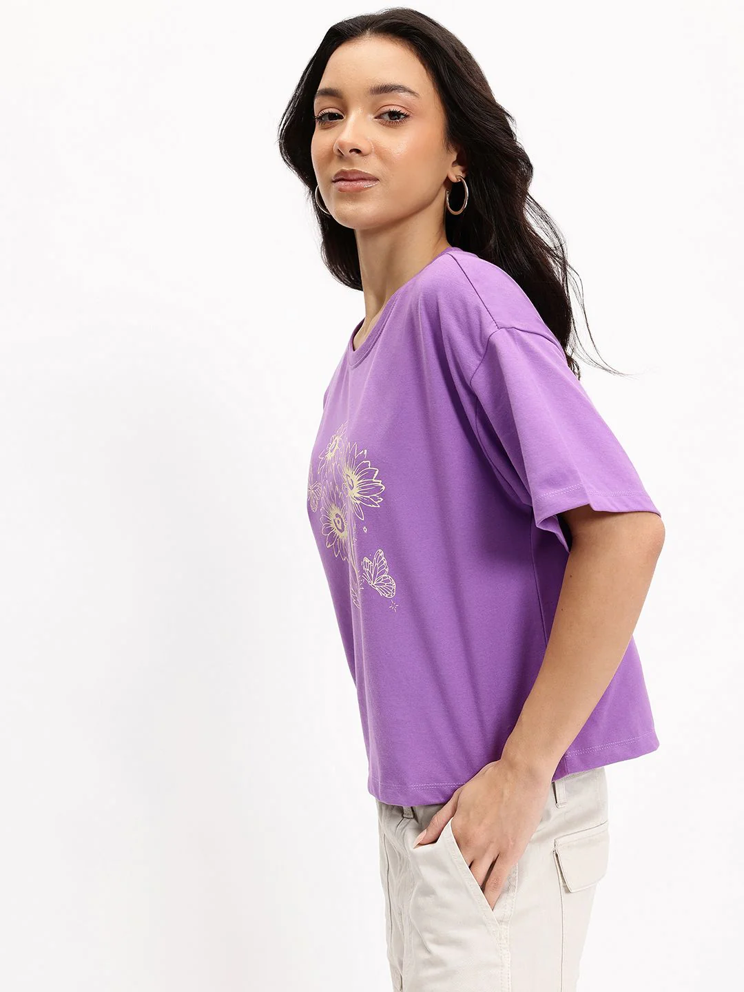 DressBerry Lavender Haze Flower Fantasy Crop T-shirt - Image 3