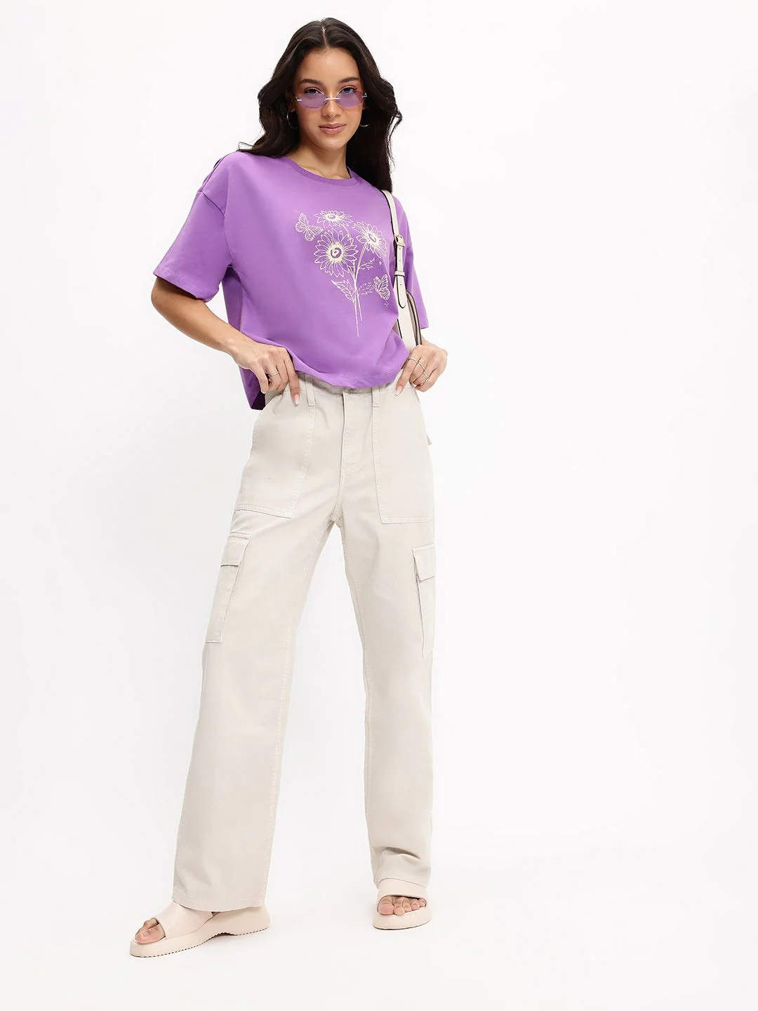 DressBerry Lavender Haze Flower Fantasy Crop T-shirt - Image 4