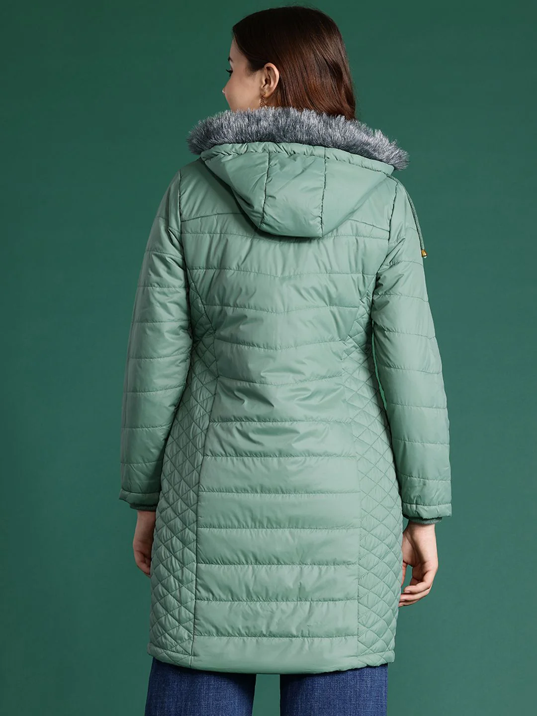 DressBerry Longline Hooded Quilted Parka Jacket - Image 5