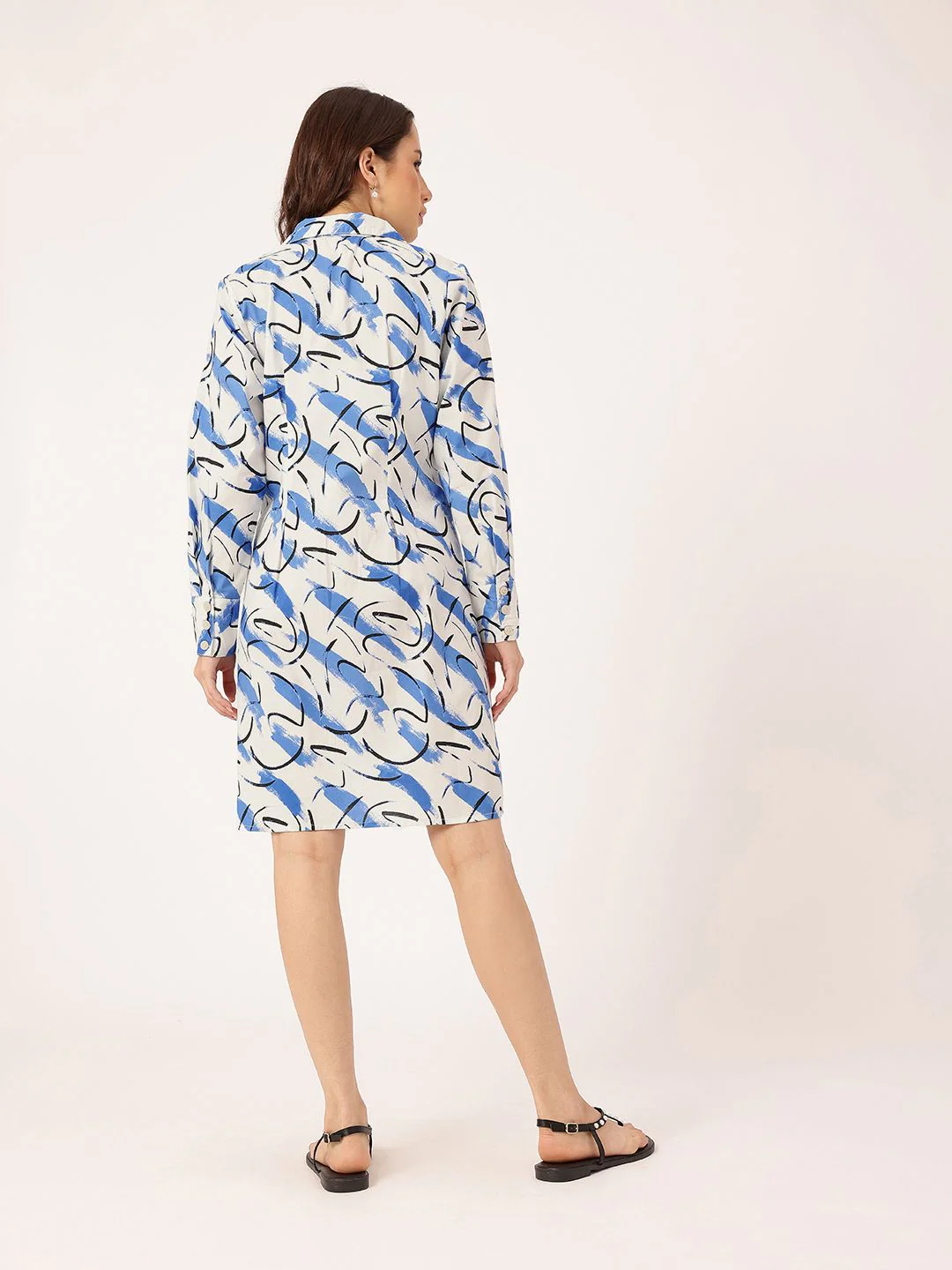 DressBerry Modern Minimalism Striped Swirls Shirt Dress - Image 4