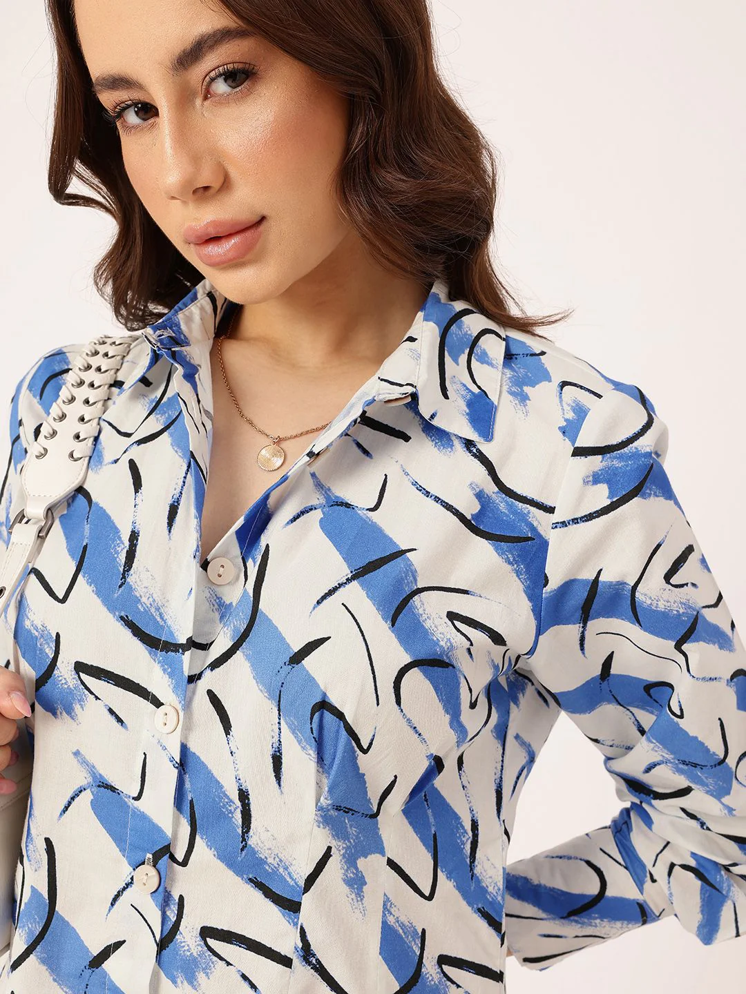 DressBerry Modern Minimalism Striped Swirls Shirt Dress - Image 5