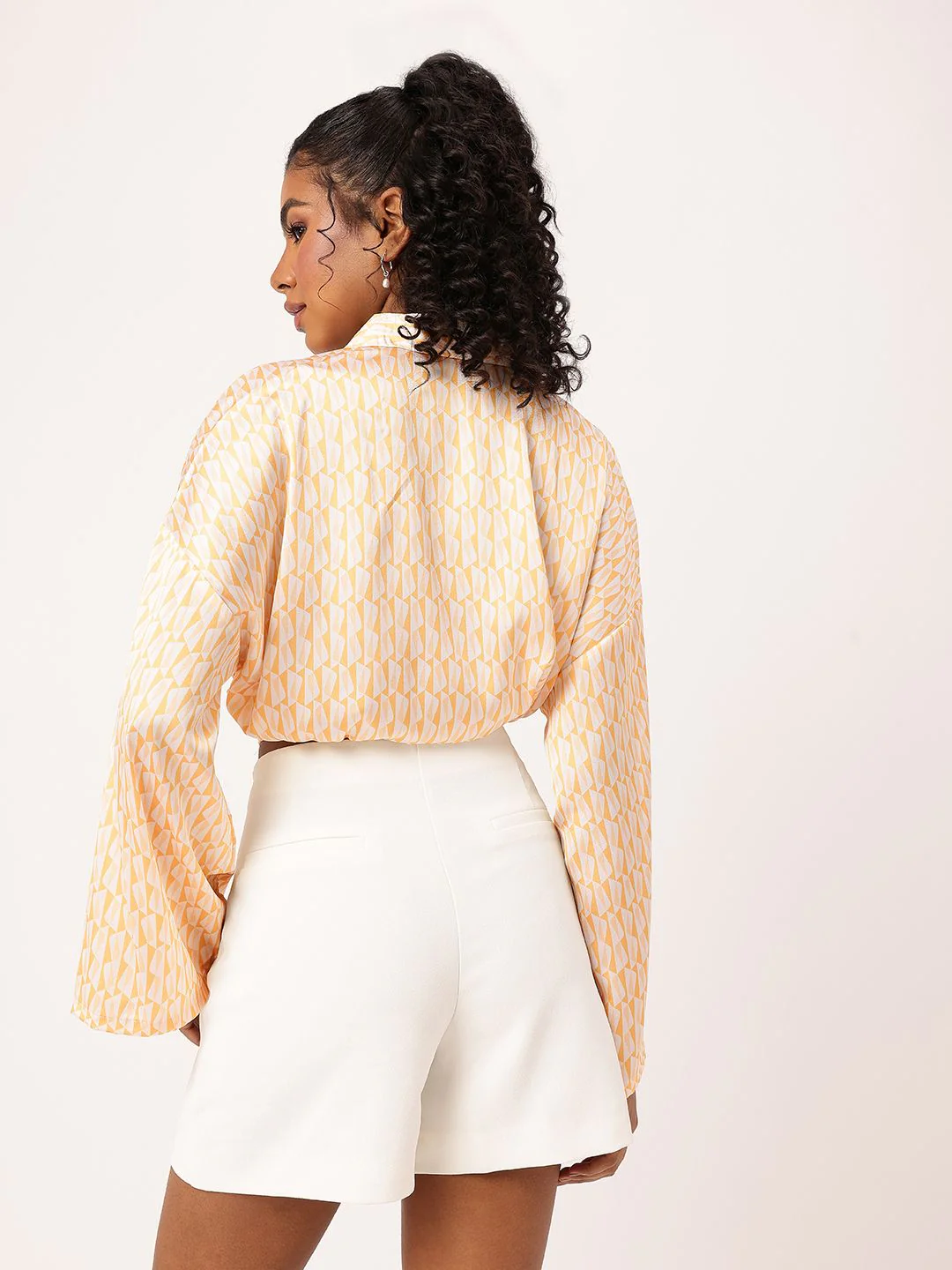 DressBerry Not-So-Basic Print Satin Blouson Crop Top - Image 4