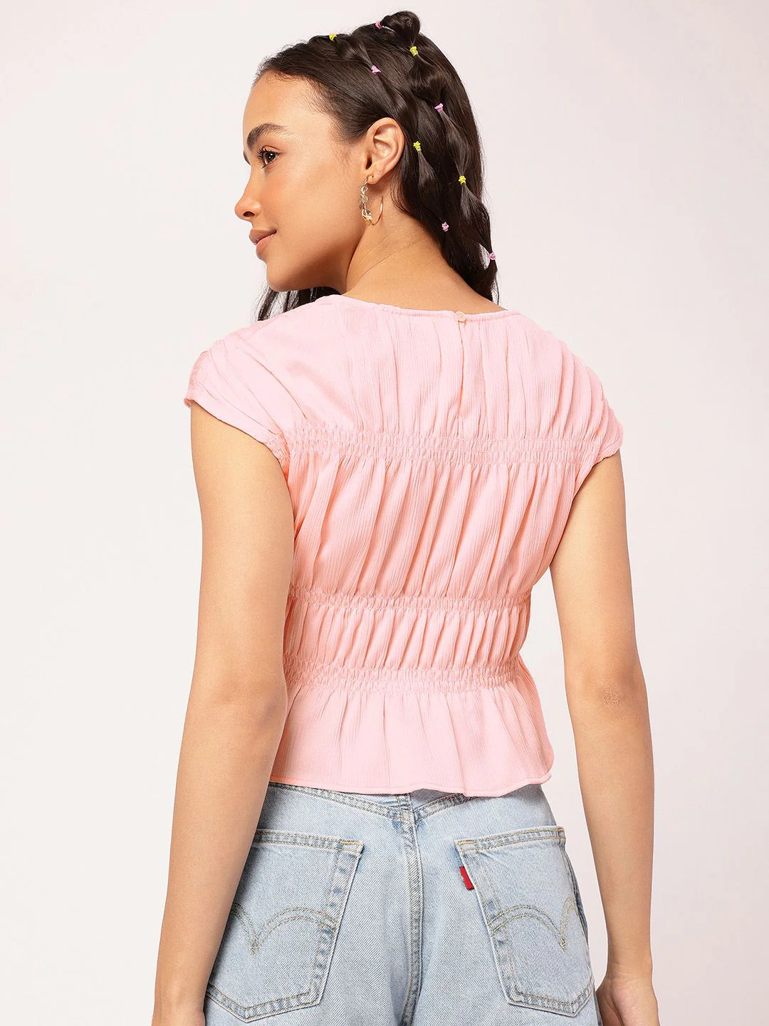 DressBerry Pastel Paradise Smocked Ruffled Top - Image 4