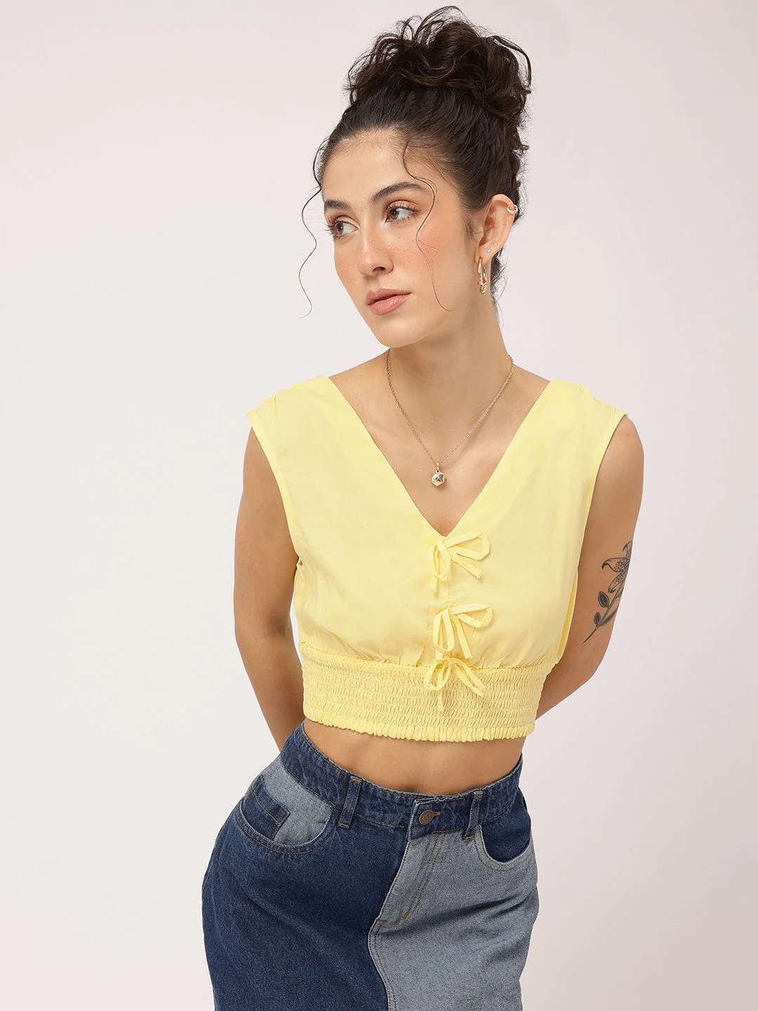 DressBerry Pastel Play Flirty Bows Blouson Top - Image 2