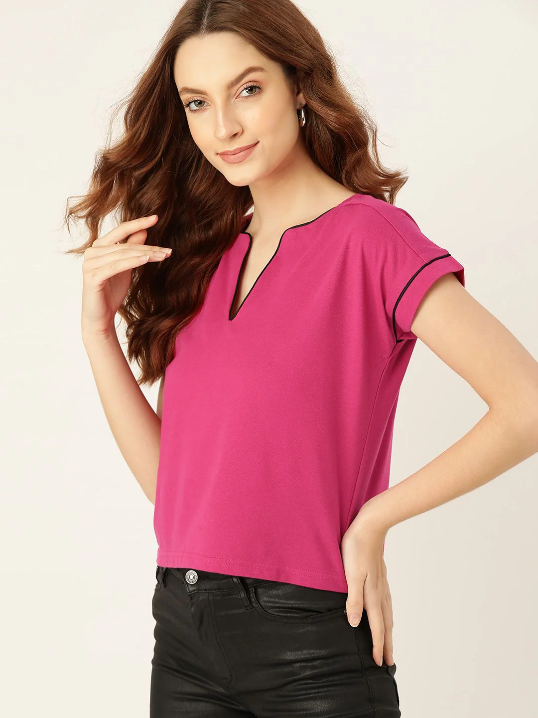 DressBerry Pink Solid Regular Top - Image 3