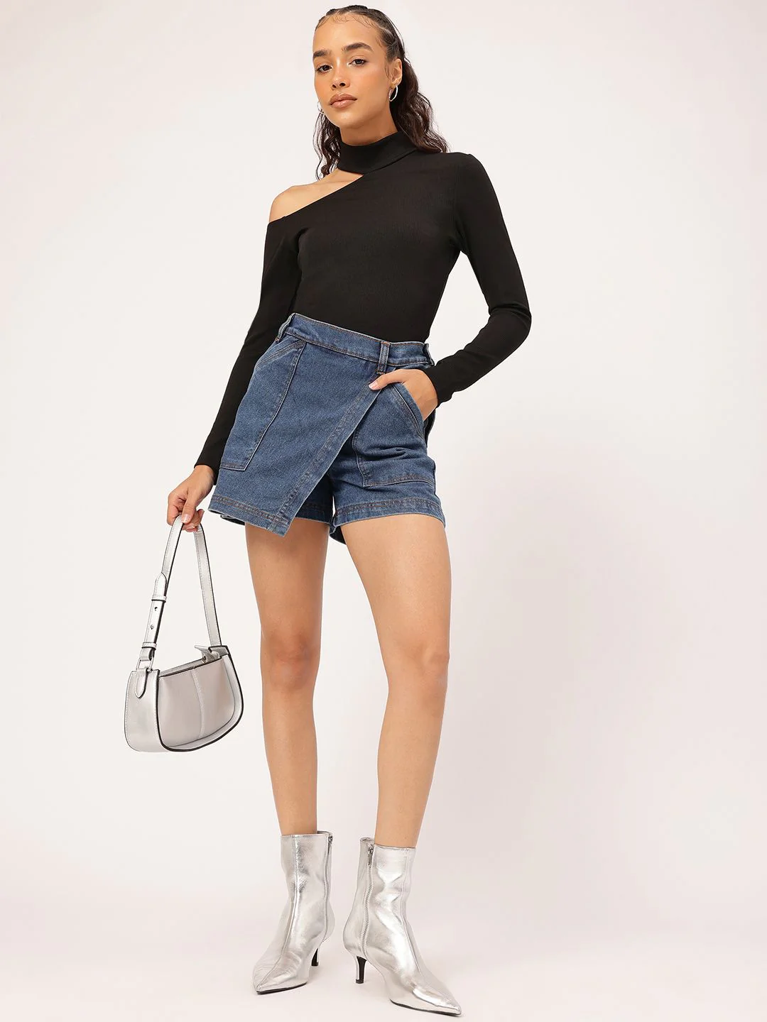 DressBerry Playful Grace Ribbed Knit One Shoulder Top - Image 6